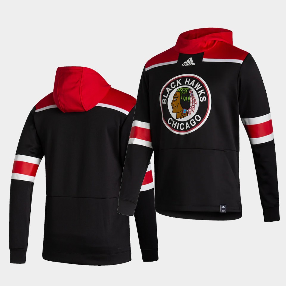 Men Chicago Blackhawks Blank Black NHL 2021 Adidas Pullover Hoodie Jersey->chicago blackhawks->NHL Jersey